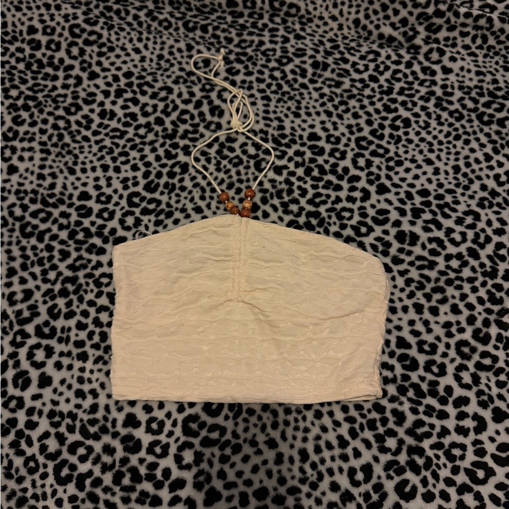 Chic Cream Halter Crop Top